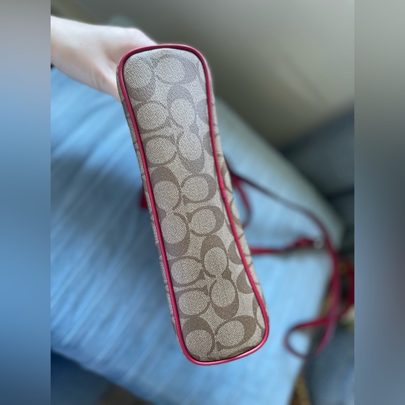 Red and tan Coach Crossbody with removable strap - Picture 8 of 9